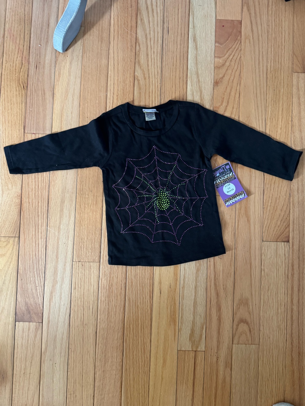 Halloween baby spider log sleeve tee 12m NWT